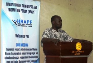 A HRAPF Official at the convening to discuss the proposed NGO Bill