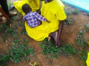 An inmate with her child