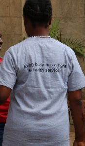 A participant in a themed t-shirt